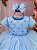 Vestido Menina Bonita Azul Bebe Florzinha Peito Tule - Imagem 2