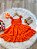 Vestido Infantil Primavera Verão Laranja Neon Saia com Babado - Imagem 5