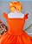 Vestido Infantil Primavera Verão Laranja Neon Saia com Babado - Imagem 6