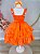 Vestido Infantil Primavera Verão Laranja Neon Saia com Babado - Imagem 4