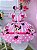 Vestido Minnie Rosa Listras Cinto de Pérolas - Imagem 1