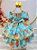 Vestido Infantil Junino Verde Florido Aplique de Laços - Imagem 3