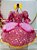 Vestido Infantil Junino Arraiá Rosa Estampas de Florzinhas - Imagem 1