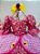 Vestido Infantil Junino Arraiá Rosa Estampas de Florzinhas - Imagem 2