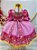 Vestido Infantil Junino Arraiá Rosa Estampas de Florzinhas - Imagem 3