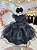 Vestido Infantil Wandinha Preto Com Cinto de Strass Luxo - Imagem 5