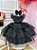 Vestido Infantil Wandinha Preto Com Cinto de Strass Luxo - Imagem 8