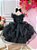 Vestido Infantil Wandinha Preto Com Cinto de Strass Luxo - Imagem 4