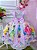 Vestido Infantil Princesas Disney Rosa Cinto de Pérolas - Imagem 3