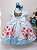 Vestido Infantil Azul Bebê Jardim das Borboletas com Pérolas - Imagem 3