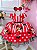 Vestido Minnie Vermelho Listras Cinto de Pérolas - Imagem 1
