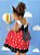 Vestido Minnie Vermelha Luxo Bolas Brancas Com Tiara - Imagem 5