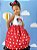 Vestido Minnie Vermelha Luxo Bolas Brancas Com Tiara - Imagem 1