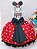 Vestido Minnie Vermelha Luxo Bolas Brancas Com Tiara - Imagem 4