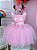 Vestido Infantil Rosa Bolinhas Broche Strass Luxo - Imagem 4