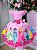 Vestido Princesas Disney Rosa Manga com Tule Temático Luxo - Imagem 5