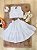 Conjunto Meninas Branco Cropped e Saia Mid Bordado Luxo - Imagem 2