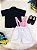 Conjunto Camisa Preta e Short Branco Susp. Mundo Bita - Imagem 6