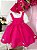 Vestido Infantil Jardineira Pink com Lenço Luxo - Imagem 7