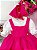 Vestido Infantil Jardineira Pink com Lenço Luxo - Imagem 3