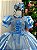 Vestido Fantasia Infantil Cinderela Luxo Azul com Tule - Imagem 5