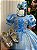 Vestido Fantasia Infantil Cinderela Luxo Azul com Tule - Imagem 3