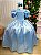 Vestido Fantasia Infantil Cinderela Luxo Azul com Tule - Imagem 4