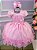 Vestido Infantil Rosa Bebe Jardim Encantado Festa Luxo Alice - Imagem 1