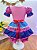 Fantasia Infantil Junino Rosa e Azul Florzinhas Coloridas - Imagem 3