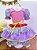 Fantasia Infantil Junino Rosa e Lilás Flores Coloridas - Imagem 3