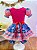 Fantasia Infantil Junino Salmão e Rosa Florzinhas Coloridas - Imagem 3