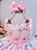 Vestido Infantil Rosa Bebê Flores Rosas C/ Cinto de Pérolas - Imagem 2