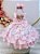 Vestido Infantil Rosa Bebê Flores Rosas C/ Cinto de Pérolas - Imagem 3