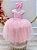 Vestido Infantil Damas de Honra Longo Rosa Pérolas - Imagem 1