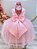 Vestido Infantil Damas de Honra Longo Rosa Pérolas - Imagem 3