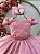 Vestido Infantil Rosé Busto Nervura Cinto Pérolas Damas - Imagem 2
