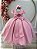 Vestido Infantil Rosé Busto Nervura Cinto Pérolas Damas - Imagem 3