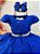 Vestido Infantil Longo Azul Royal Busto Nervura Festas Damas - Imagem 3