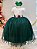 Vestido Infantil Longo Off White Saia Verde Esmeralda Daminha - Imagem 1