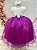 Vestido Infantil Off White Saia Fúcsia  Renda e Broche Flor - Imagem 1