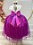 Vestido Infantil Off White Saia Fúcsia  Renda e Broche Flor - Imagem 3