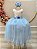 Vestido Infantil Off White Saia Azul Claro Renda e Broche - Imagem 4
