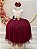 Vestido Infantil Off White Saia Marsala C/ Renda e Broche - Imagem 1