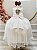 Vestido Infantil Off White Com Renda e Broche Damas Luxo - Imagem 3