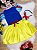 Vestido Infantil Branca de Neve Amarelo Com Tiara Luxo - Imagem 4