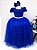 Vestido Infantil Realeza Azul Royal Renda Pérolas Festa Luxo - Imagem 4