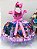 Vestido Infantil Encanto Rosa Chiclete Cinto Pérolas Mirabel - Imagem 3