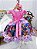 Vestido Infantil Encanto Rosa Chiclete Cinto Pérolas Mirabel - Imagem 6