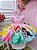Vestido Infantil Princesas Disney Florido Pérolas Rosa Festas - Imagem 1
