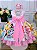 Vestido Infantil Princesas Disney Rosa Peito Strass Cinto Pérola - Imagem 3